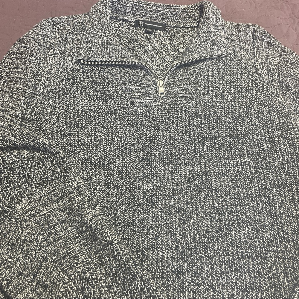 Inc Men’s 1/4 Zip Gray Blend Acrylic And Cotton Long Sleeve Sweater XXl